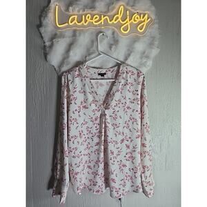 Ann Taylor Cuffed Blouse Top Womens Medium Office Work Spring Cottagecore